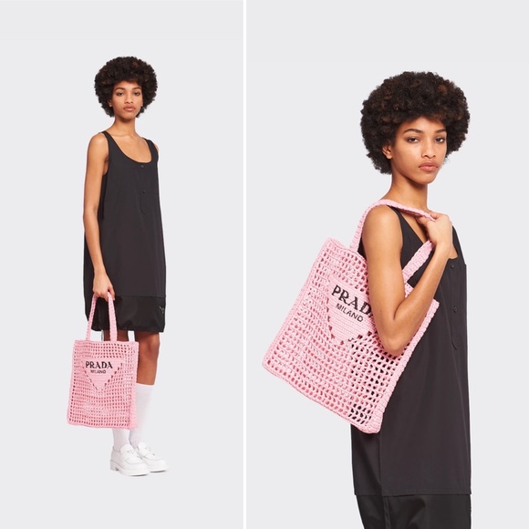 Prada Raffia Pink Tote Bag - Picture 15 of 16